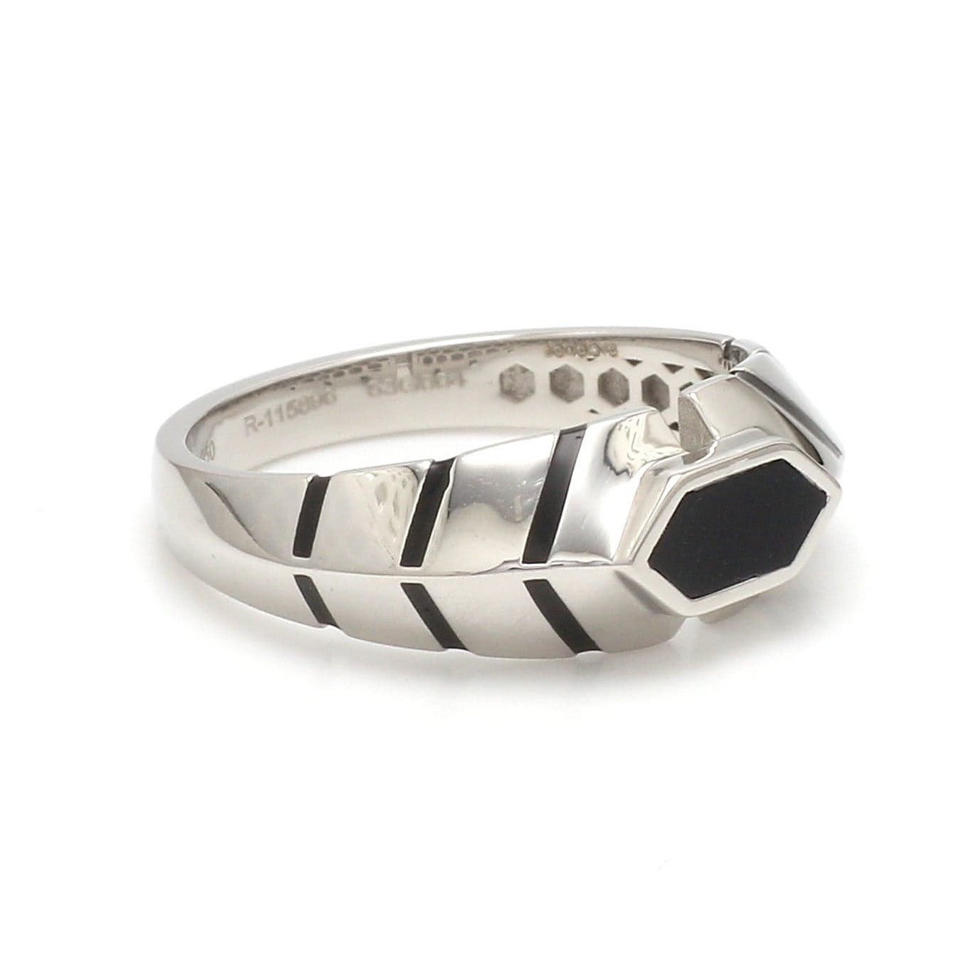 Platinum Ring with Black Enamel for Men JL PT 1310