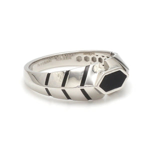 Platinum Ring with Black Enamel for Men JL PT 1310