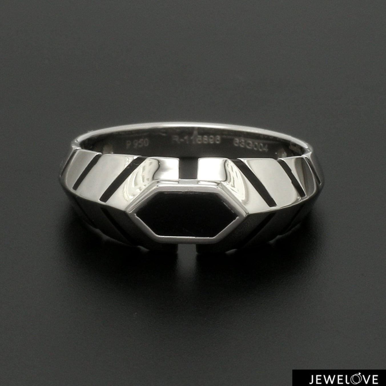 Platinum Ring with Black Enamel for Men JL PT 1310
