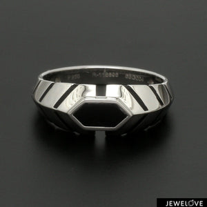 Platinum Ring with Black Enamel for Men JL PT 1310