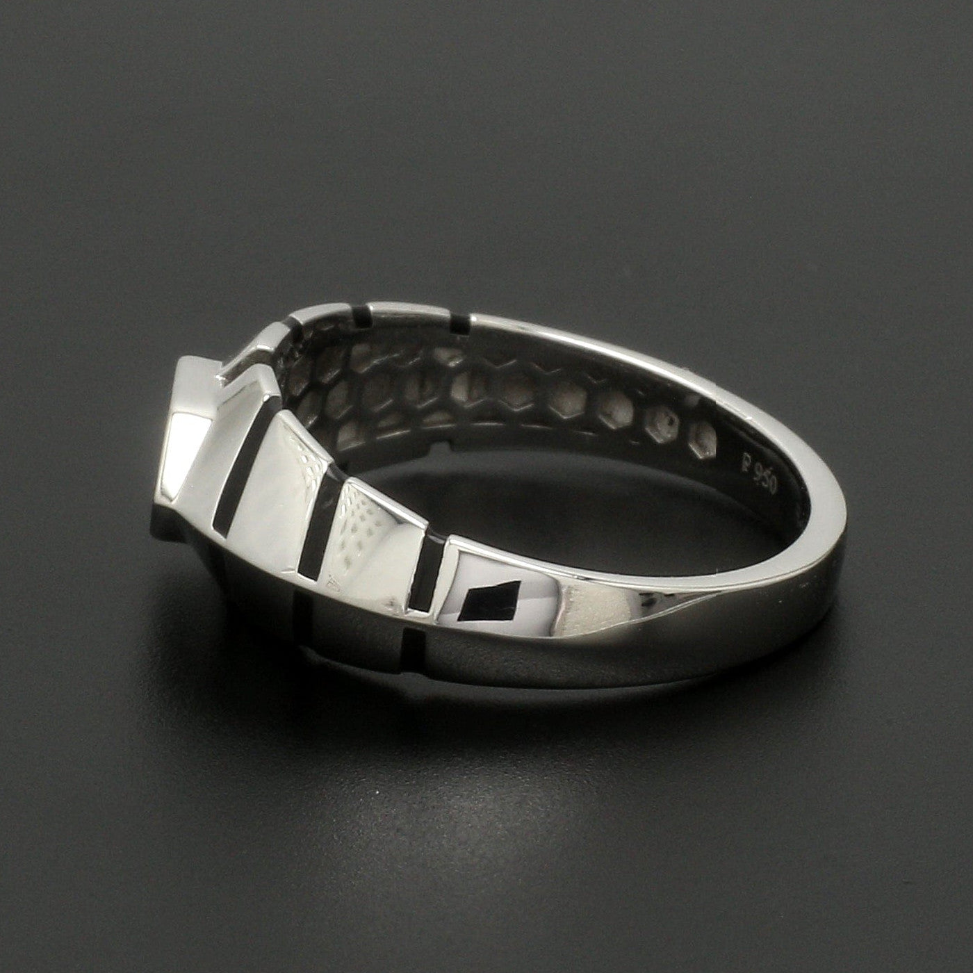 Platinum Ring with Black Enamel for Men JL PT 1310
