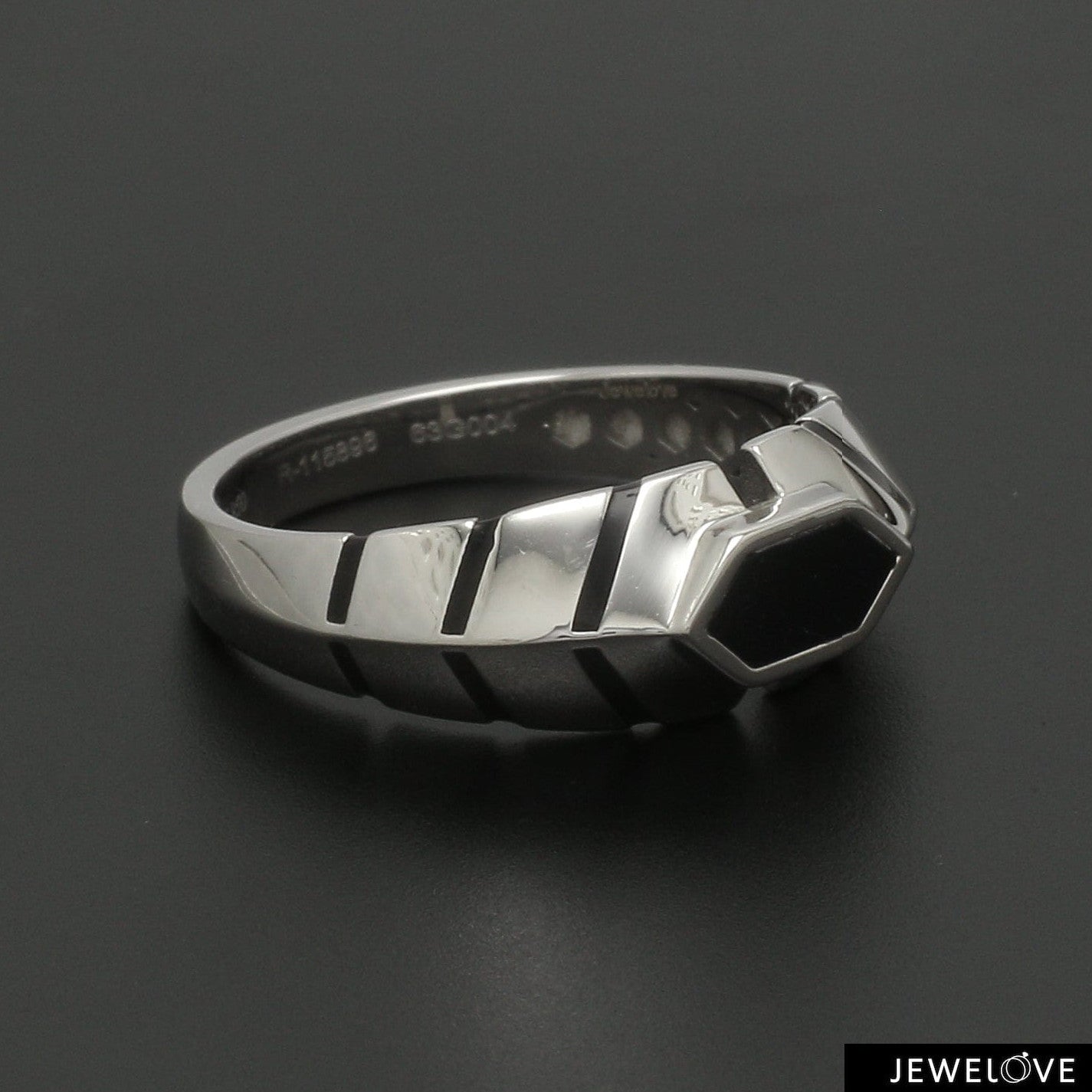 Platinum Ring with Black Enamel for Men JL PT 1310