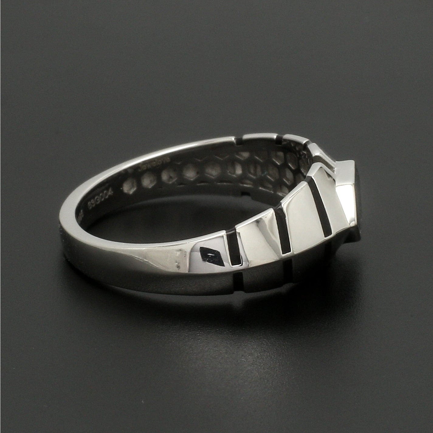 Platinum Ring with Black Enamel for Men JL PT 1310