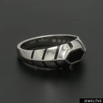 Load image into Gallery viewer, Platinum Ring with Black Enamel for Men JL PT 1310
