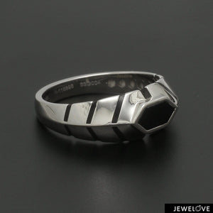 Platinum Ring with Black Enamel for Men JL PT 1310