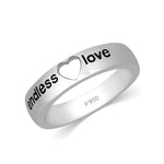 Load image into Gallery viewer, Platinum Ring with Heart Endless Love Black Engraving JL PT 337
