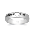 Load image into Gallery viewer, Platinum Ring with Heart Endless Love Black Engraving JL PT 337
