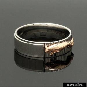 Platinum Ring with Rose Gold Jaguar for Men JL PT 1308