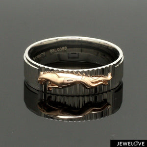 Platinum Ring with Rose Gold Jaguar for Men JL PT 1308