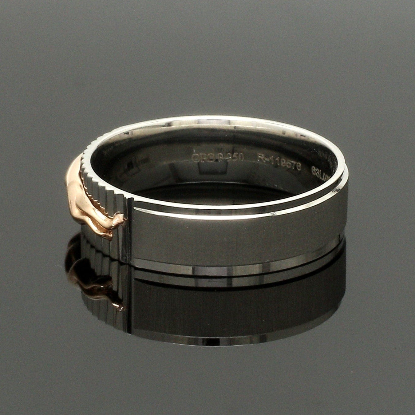Platinum Ring with Rose Gold Jaguar for Men JL PT 1308