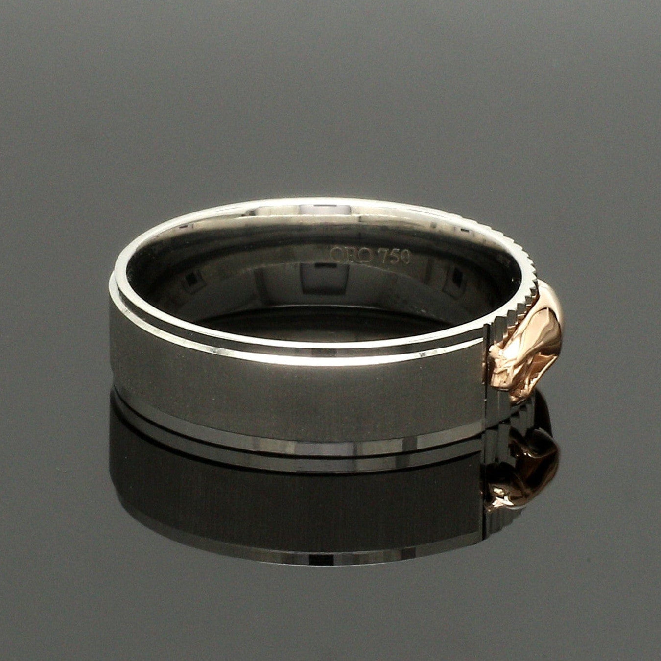 Platinum Ring with Rose Gold Jaguar for Men JL PT 1308