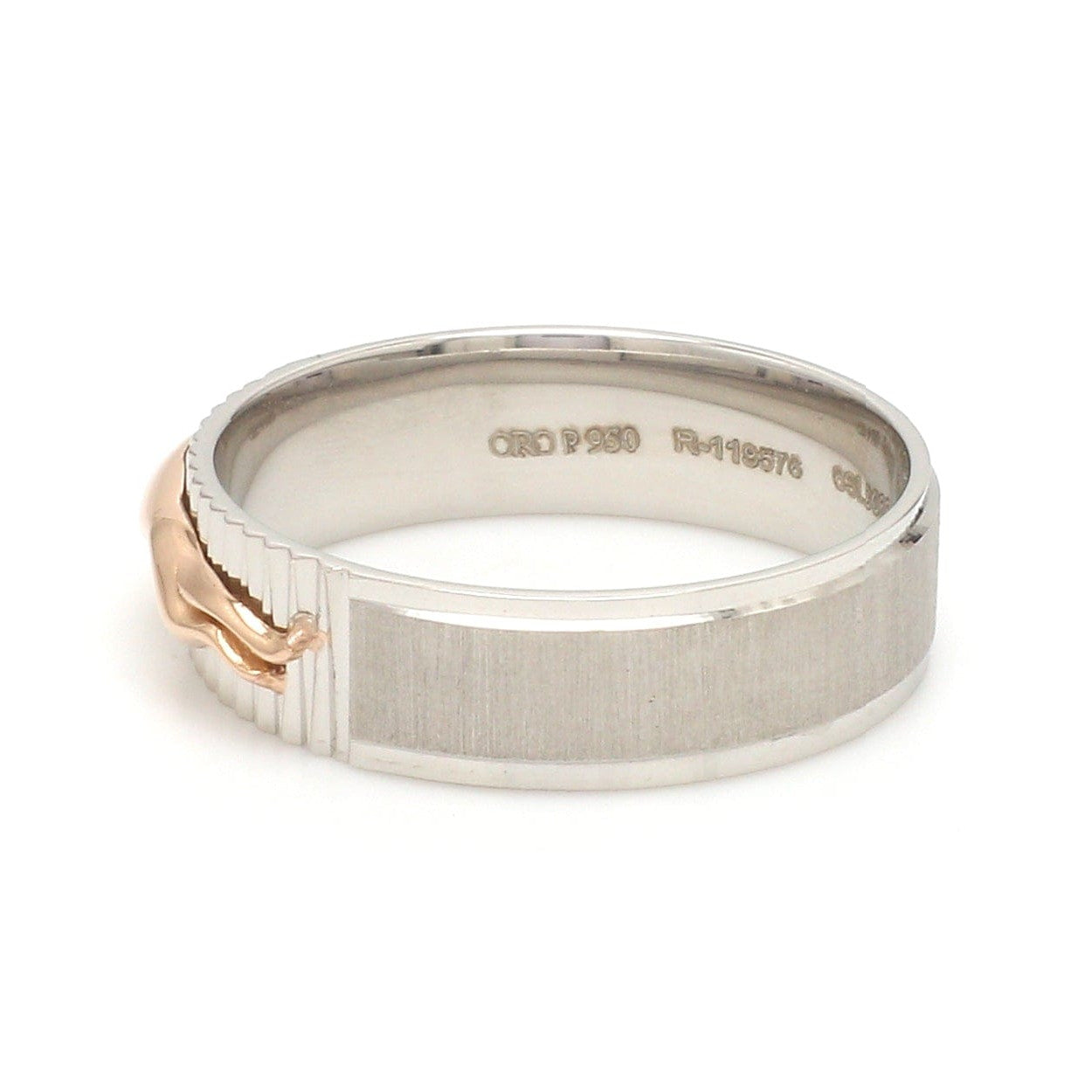 Platinum Ring with Rose Gold Jaguar for Men JL PT 1308