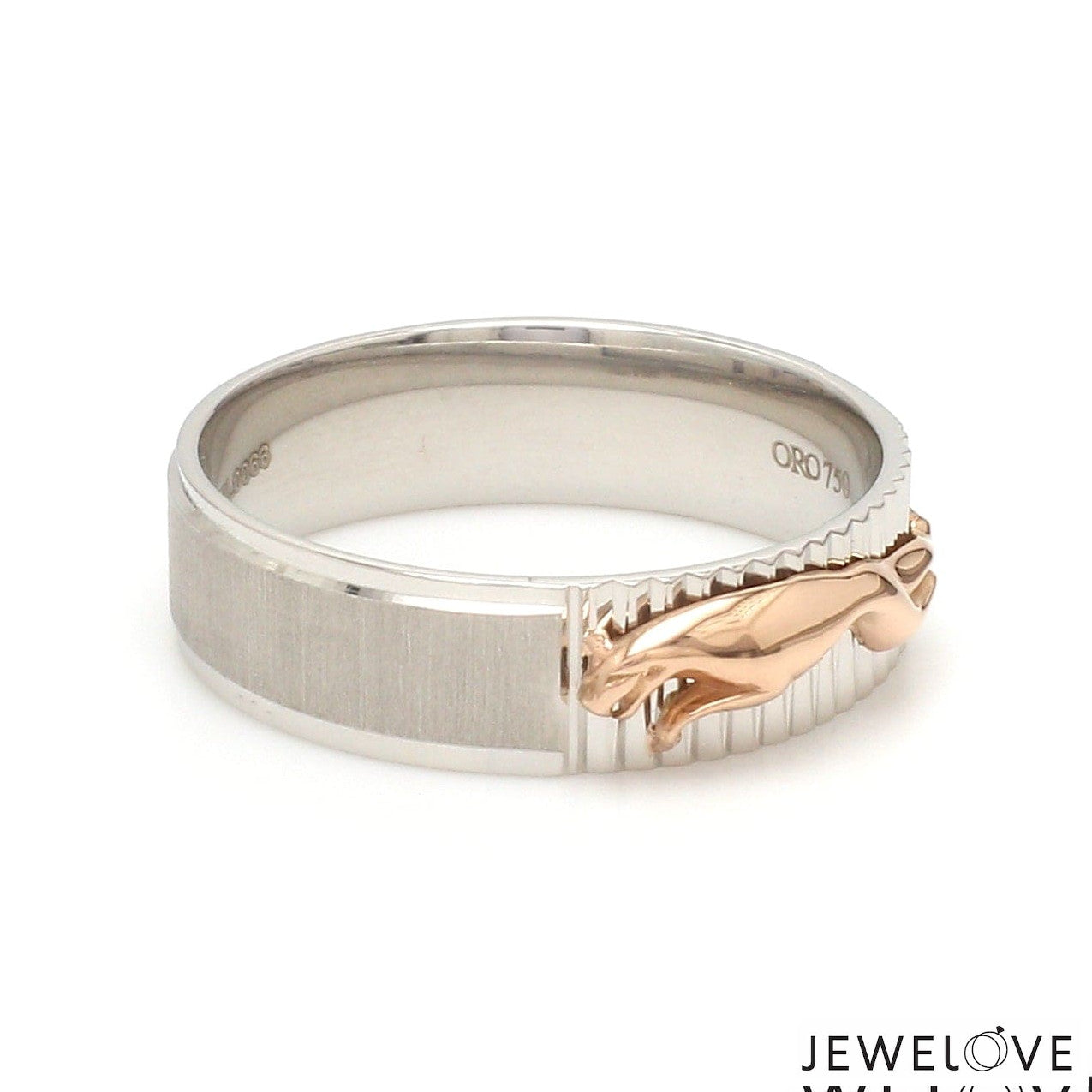 Platinum Ring with Rose Gold Jaguar for Men JL PT 1308