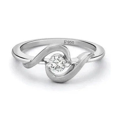 Platinum ring with Single Diamond for Women JL PT 201
