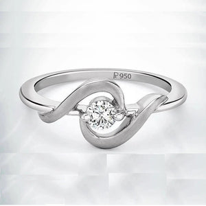 Platinum ring with Single Diamond for Women JL PT 201