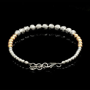 Platinum Rose Gold Bracelet with Diamond Cut Balls for Women JL PTB 1210