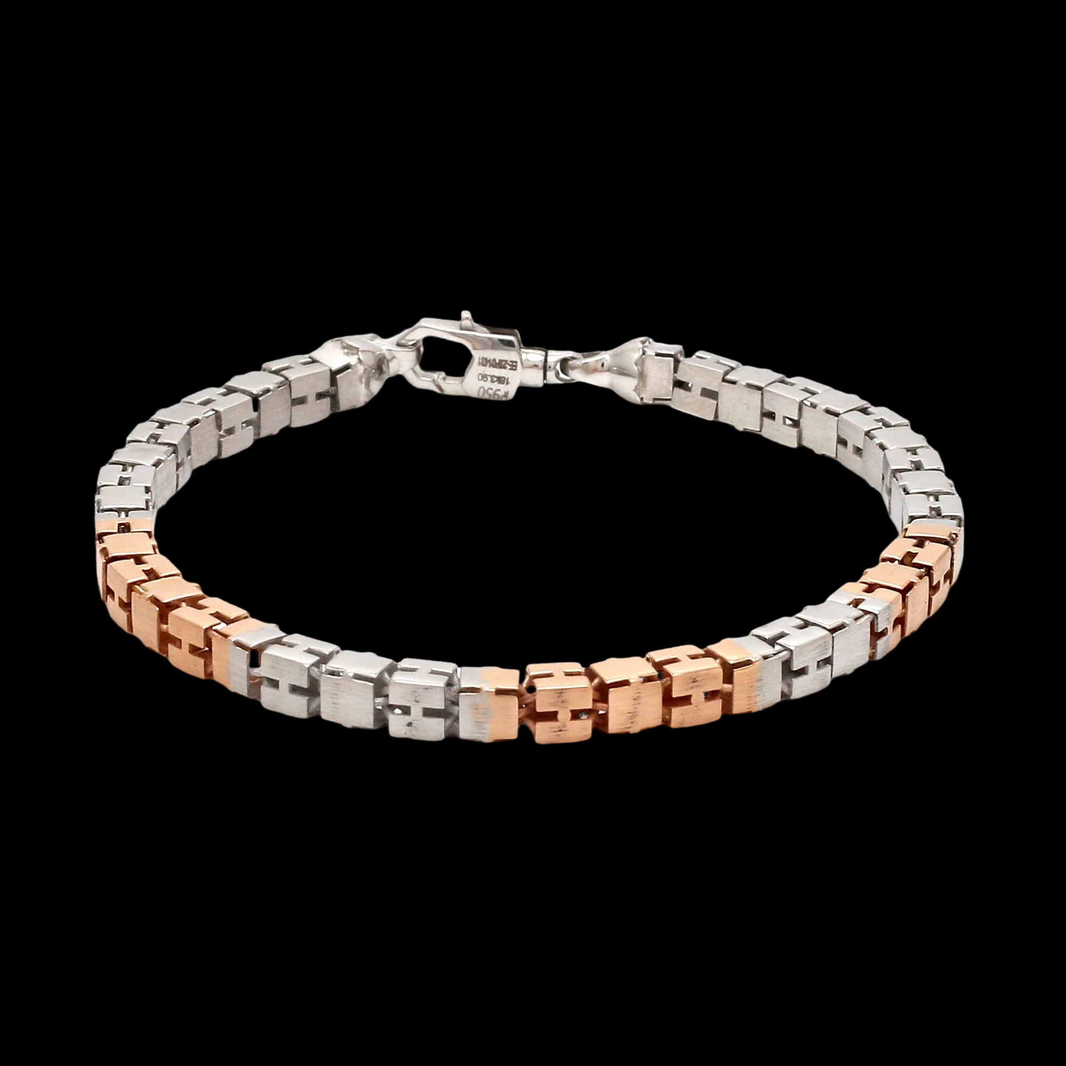4.5mm Platinum Rose Gold Bracelet with Hi Polish Matte Finish for Men JL PTB 1178