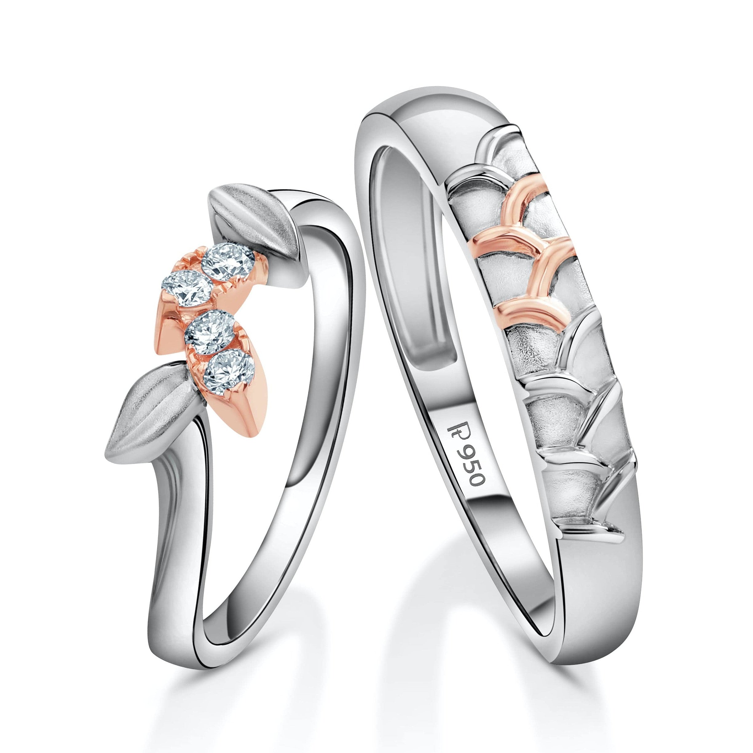 Platinum Rose Gold Couple Rings JL PT 999