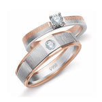 Load image into Gallery viewer, Platinum &amp; Rose Gold Couple Rings with Solitaires JL PT 901
