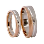 Load image into Gallery viewer, Platinum &amp; Rose Gold Couple Rings with Tiny Diamonds JL PT 404
