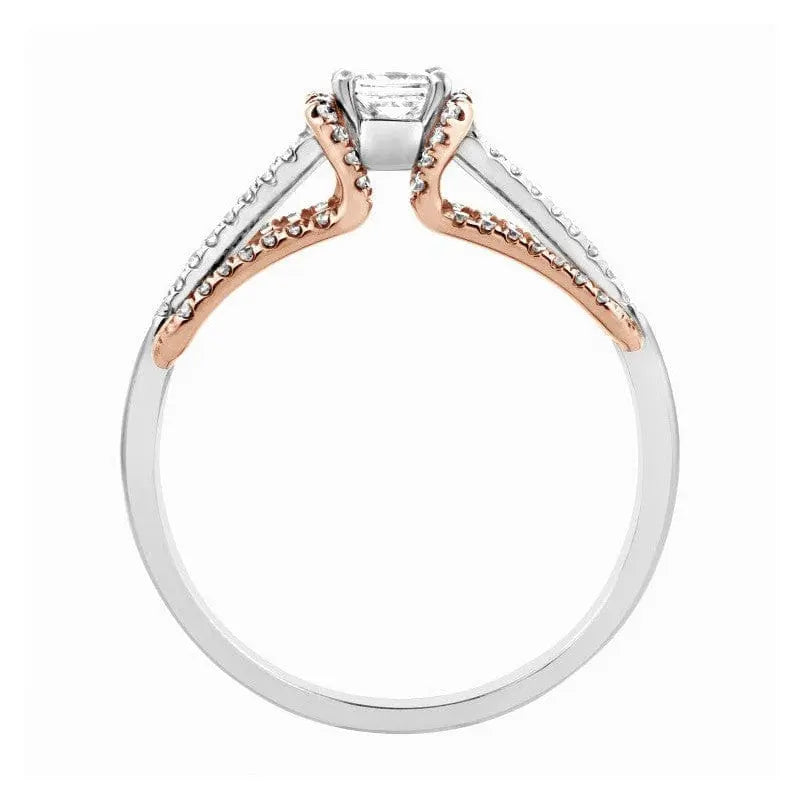 Platinum & Rose Gold Engagement Ring with Princess Cut Solitaire JL PT 288