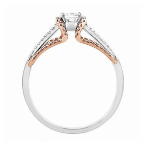 Platinum & Rose Gold Engagement Ring with Princess Cut Solitaire JL PT 288