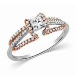 Load image into Gallery viewer, Platinum &amp; Rose Gold Engagement Ring with Princess Cut Solitaire JL PT 288
