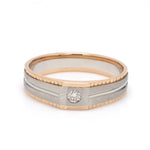 Load image into Gallery viewer, Platinum &amp; Rose Gold Fusion Single Diamond Ring with Cutting on Edges for Men JL PT 996
