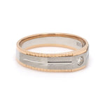 Load image into Gallery viewer, Platinum &amp; Rose Gold Fusion Single Diamond Ring with Cutting on Edges for Men JL PT 996
