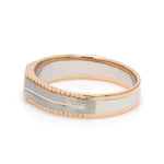 Load image into Gallery viewer, Platinum &amp; Rose Gold Fusion Single Diamond Ring with Cutting on Edges for Men JL PT 996
