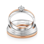 Load image into Gallery viewer, Platinum Rose Gold Plain Men's &amp; Diamonds Women's Couple Rings JL PT 1256
