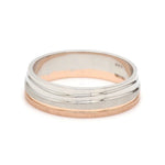 Load image into Gallery viewer, Platinum Rose Gold Plain Men's &amp; Diamonds Women's Couple Rings JL PT 1256
