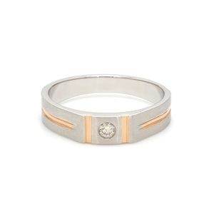 Platinum & Rose Gold Single Diamond Ring for Men JL PT 1143   Jewelove.US