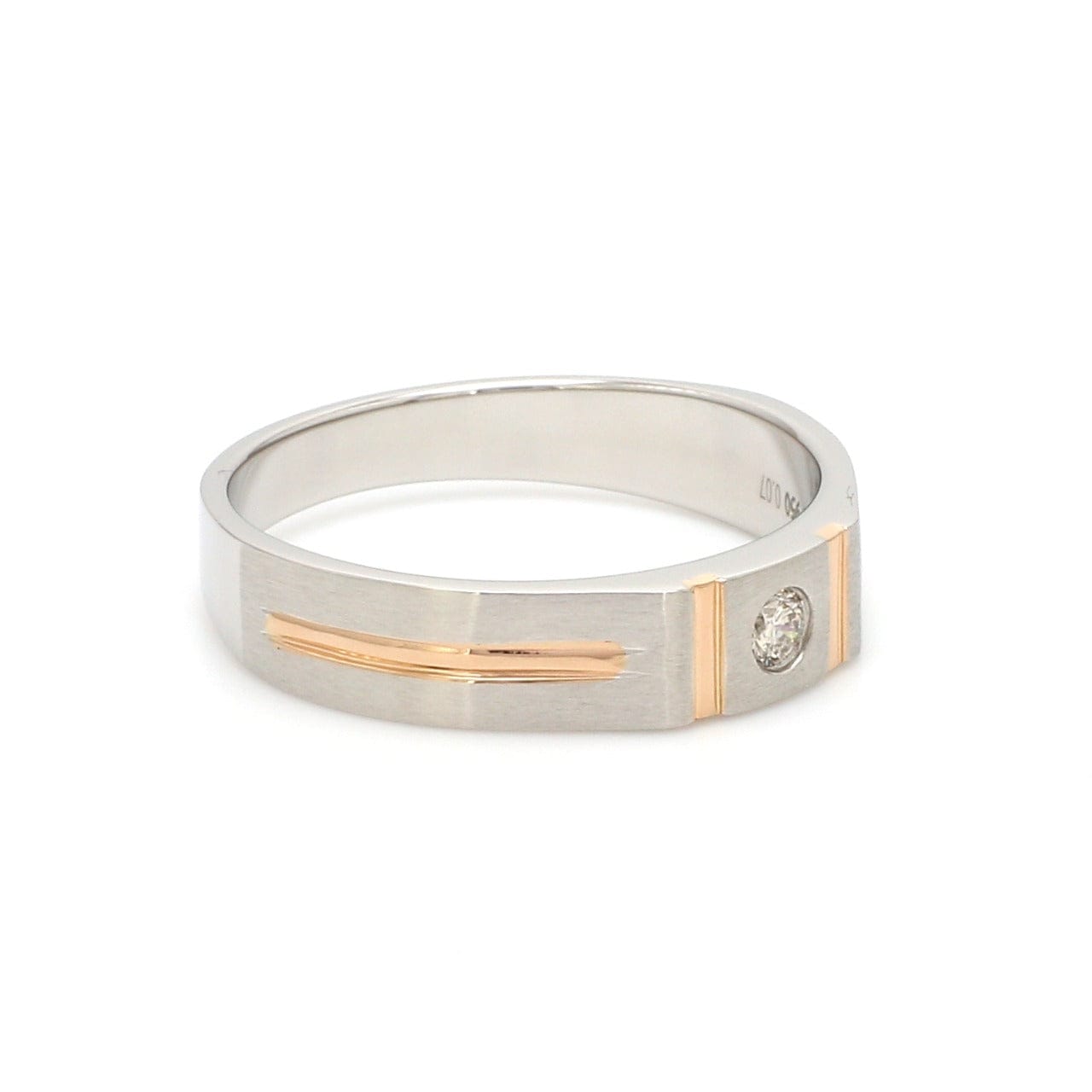 Platinum & Rose Gold Single Diamond Ring for Men JL PT 1143   Jewelove.US