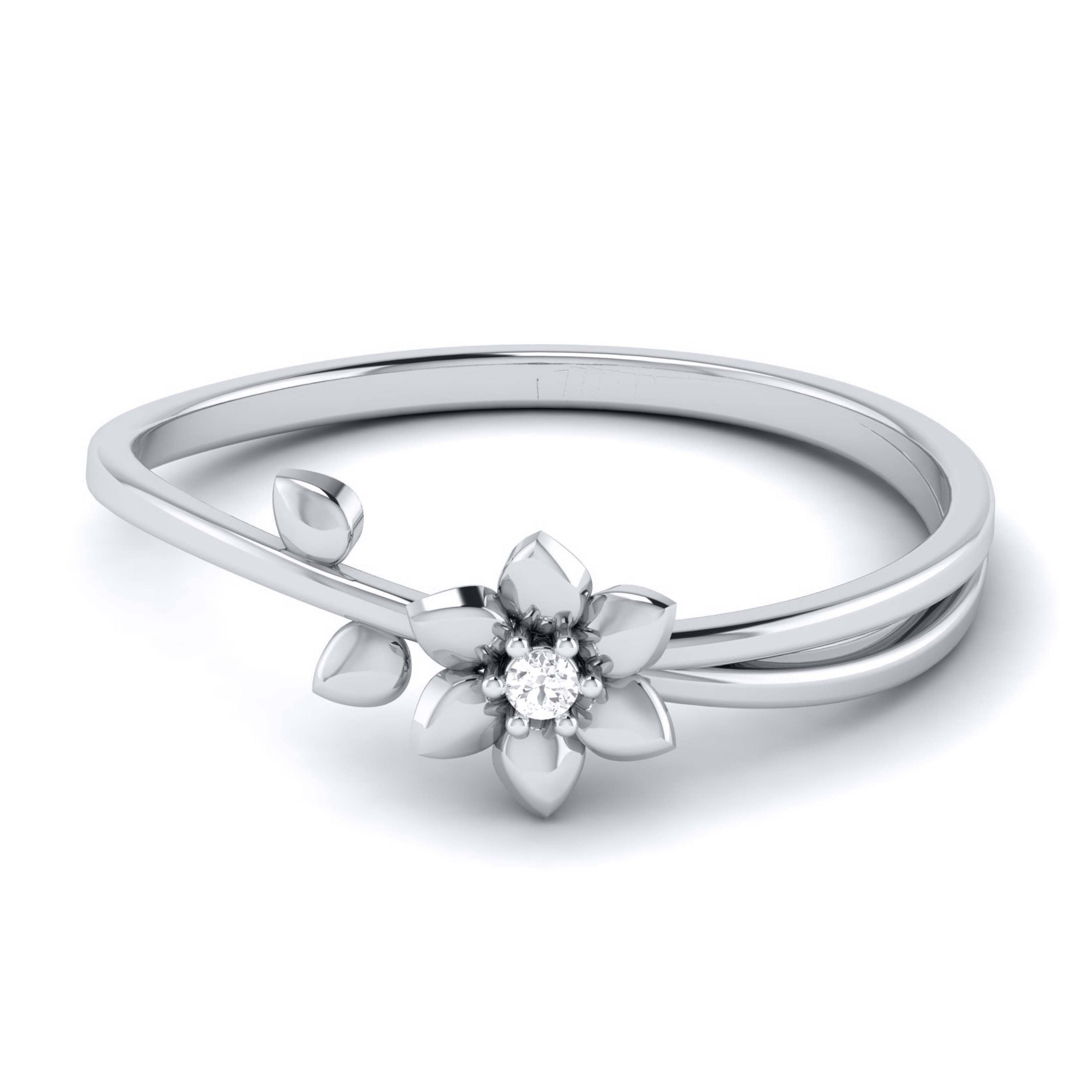 Platinum Single Diamond Flower Ring for Women JL PT LR 29