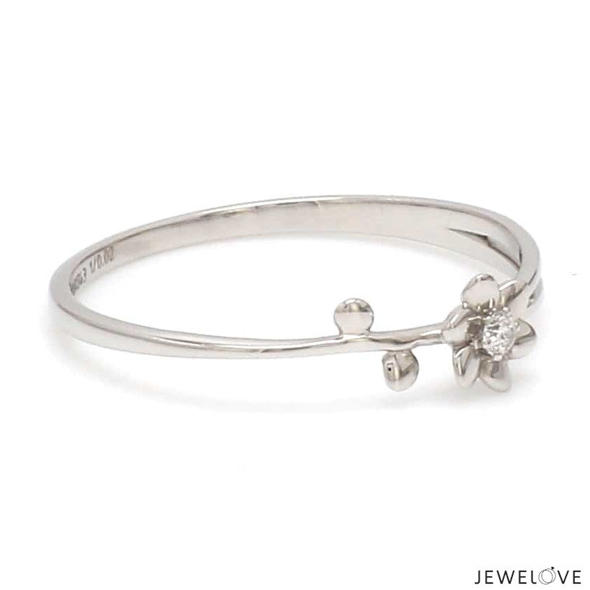 Platinum Single Diamond Flower Ring for Women JL PT LR 29