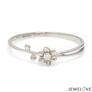 Platinum Single Diamond Flower Ring for Women JL PT LR 29