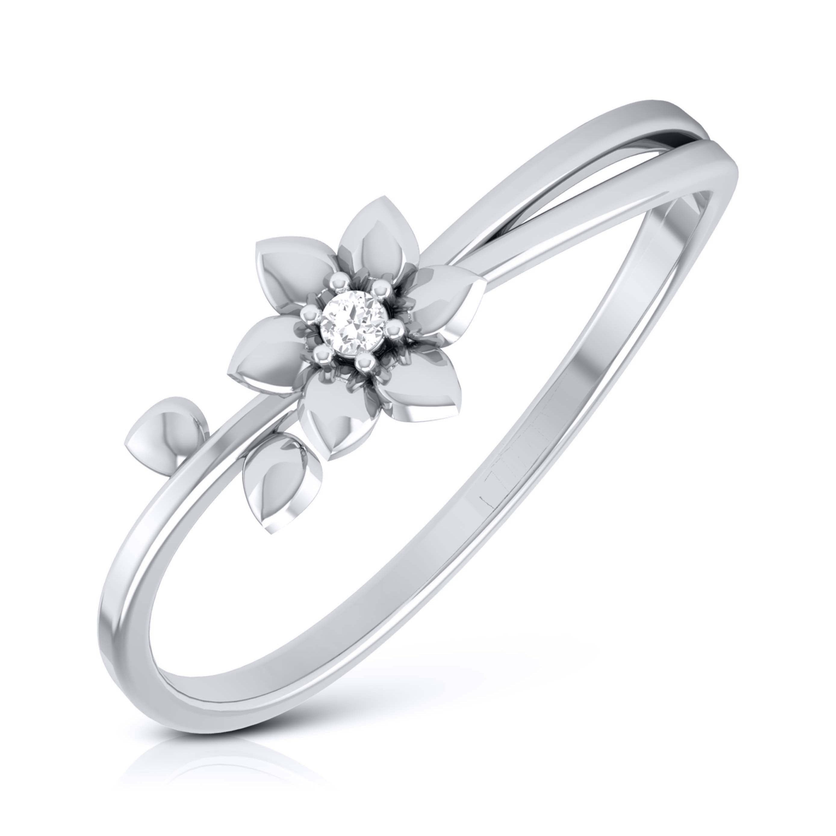 Platinum Single Diamond Flower Ring for Women JL PT LR 29
