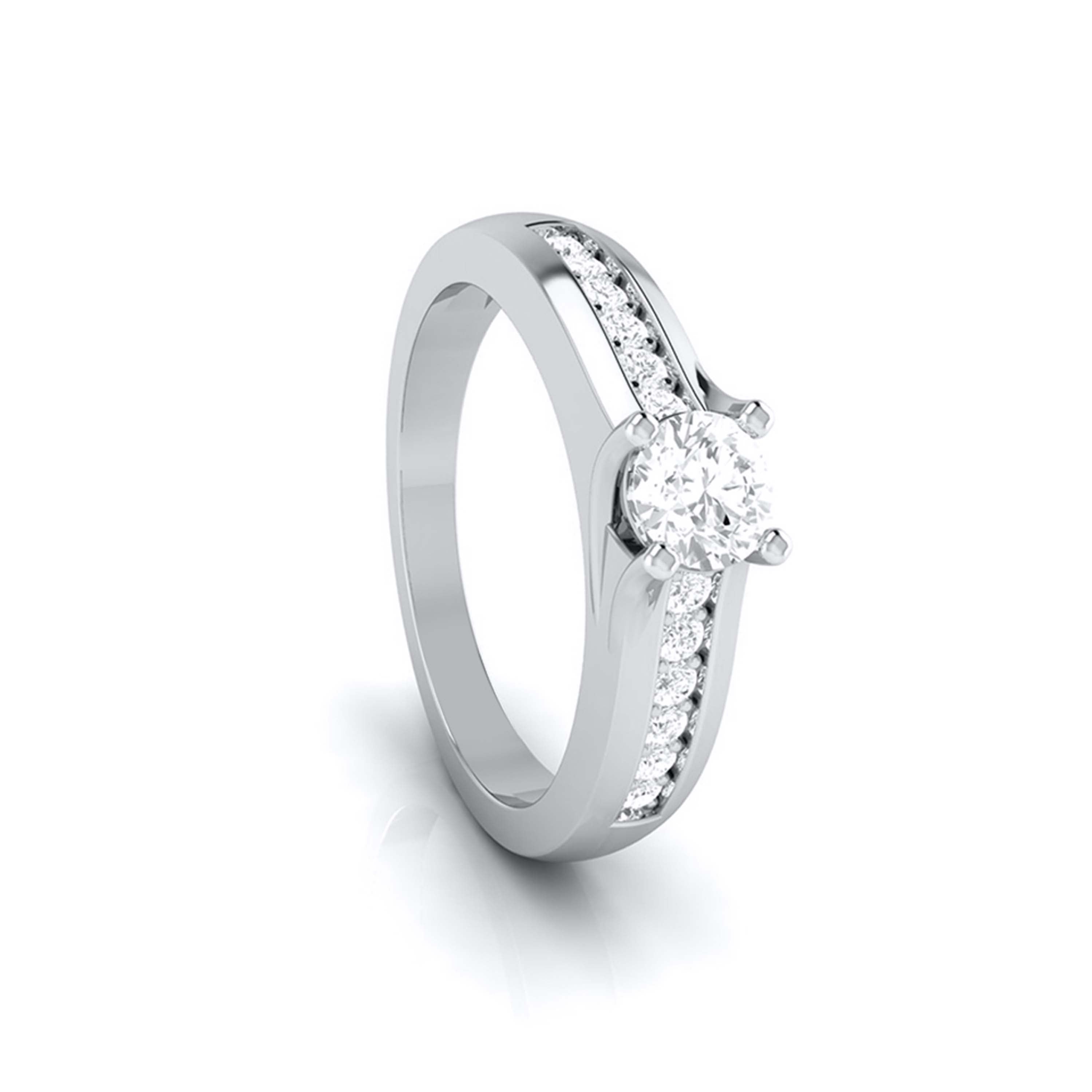 50-Pointer Platinum Lab Grown Solitaire Engagement Ring for Women with Accent Diamonds JL PT LG G-119-A   Jewelove.US