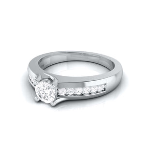 50-Pointer Platinum Lab Grown Solitaire Engagement Ring for Women with Accent Diamonds JL PT LG G-119-A   Jewelove.US