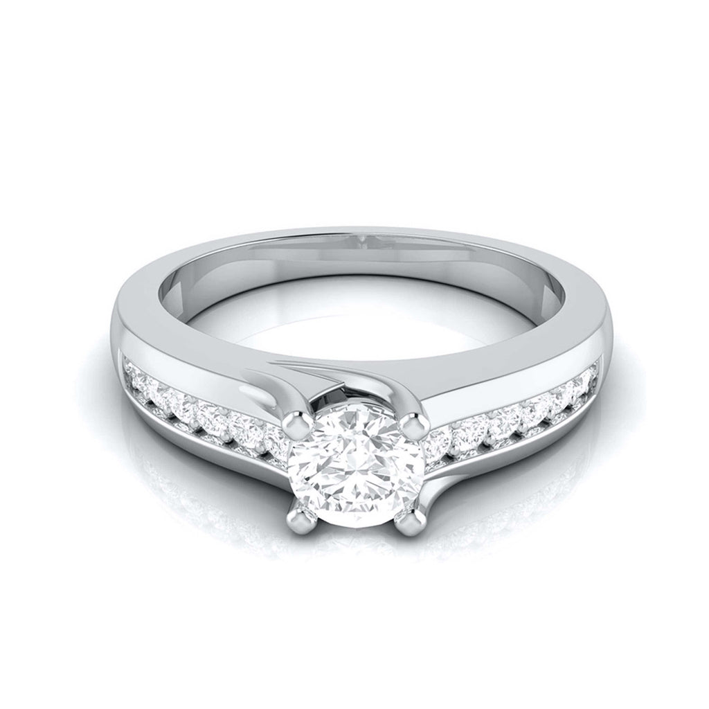 50-Pointer Platinum Lab Grown Solitaire Engagement Ring for Women with Accent Diamonds JL PT LG G-119-A   Jewelove.US