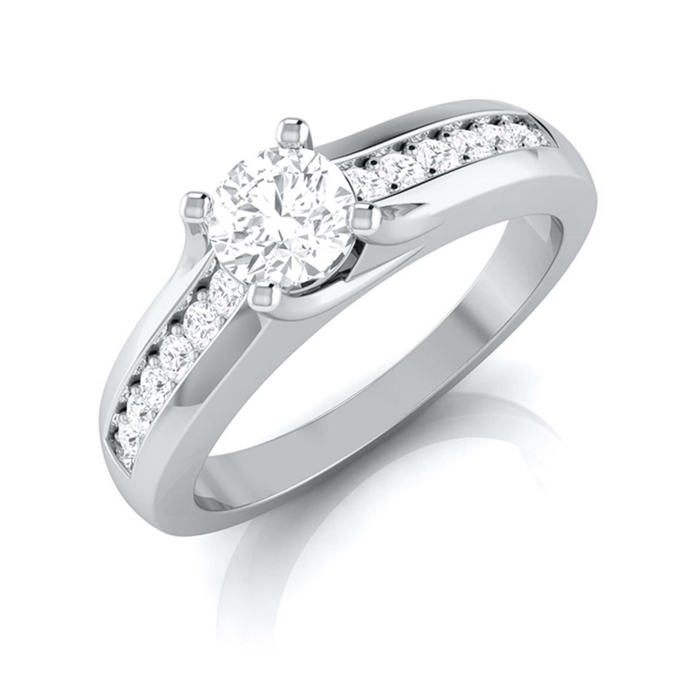 50-Pointer Platinum Lab Grown Solitaire Engagement Ring for Women with Accent Diamonds JL PT LG G-119-A   Jewelove.US