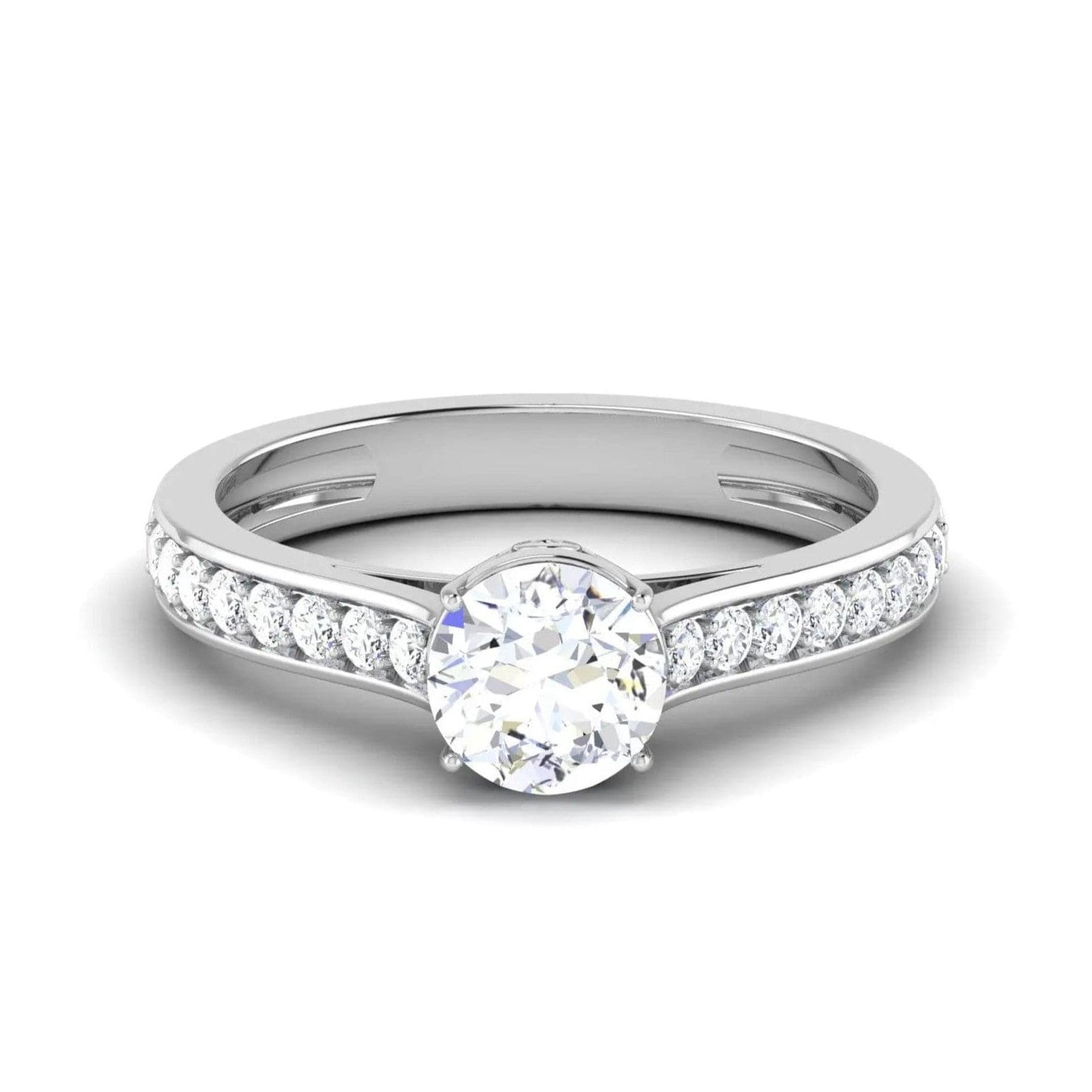 2-Carat Lab Grown Solitaire Diamond Shank Engagement Platinum Ring for Women JL PT LG 512-B