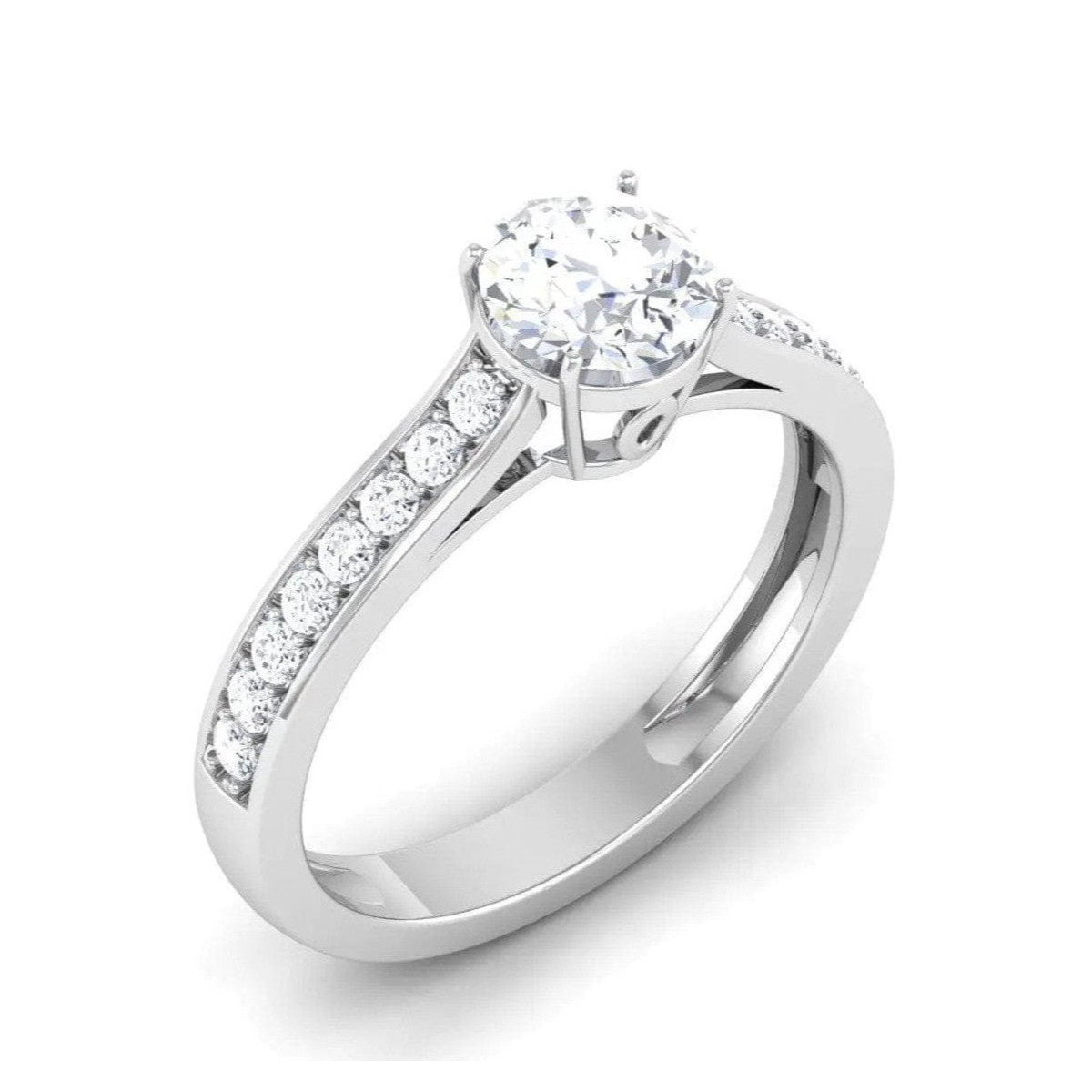 2-Carat Lab Grown Solitaire Diamond Shank Engagement Platinum Ring for Women JL PT LG 512-B