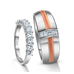 Load image into Gallery viewer, Platinum Love Bands with Rose Gold JL PT 1053
