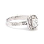 Load image into Gallery viewer, Raised Halo Solitaire Engagement Platinum Ring with Cushion Cut JL PT 661
