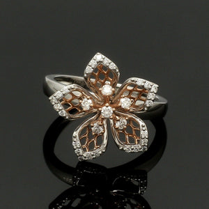 Platinum Pink Flower with Diamonds Ring for Women JL PT 1311