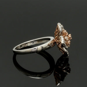 Platinum Pink Flower with Diamonds Ring for Women JL PT 1311