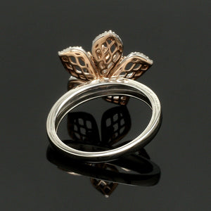 Platinum Pink Flower with Diamonds Ring for Women JL PT 1311