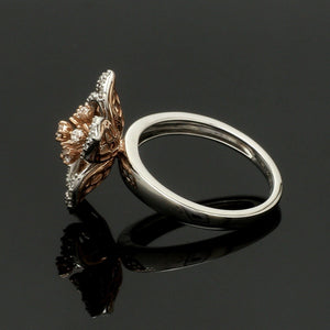 Platinum Pink Flower with Diamonds Ring for Women JL PT 1311